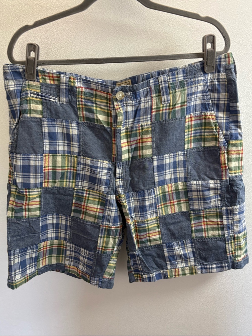 L.L. Bean Plaid Madras Patchwork Bermuda Shorts 36